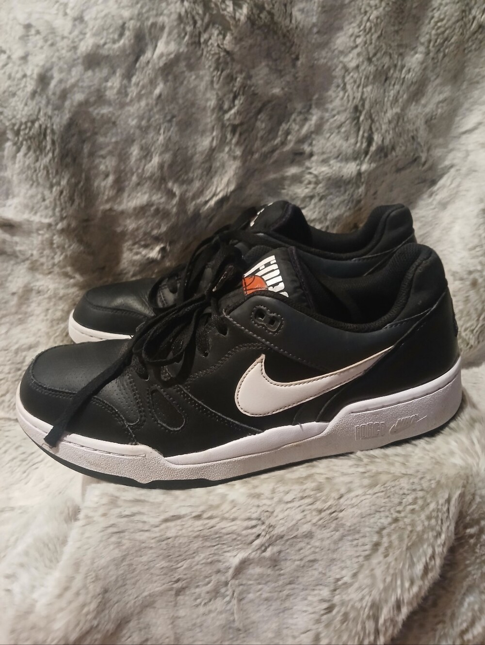 Nike Black Sneakers with White Soles and Orange Tongue Accent - Picture 2 of 5